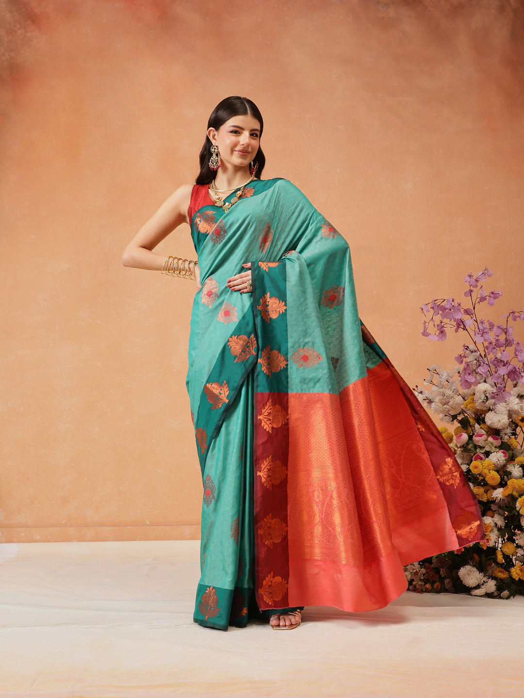 Banarasi Soft Silk Copper Zari Woven Saree