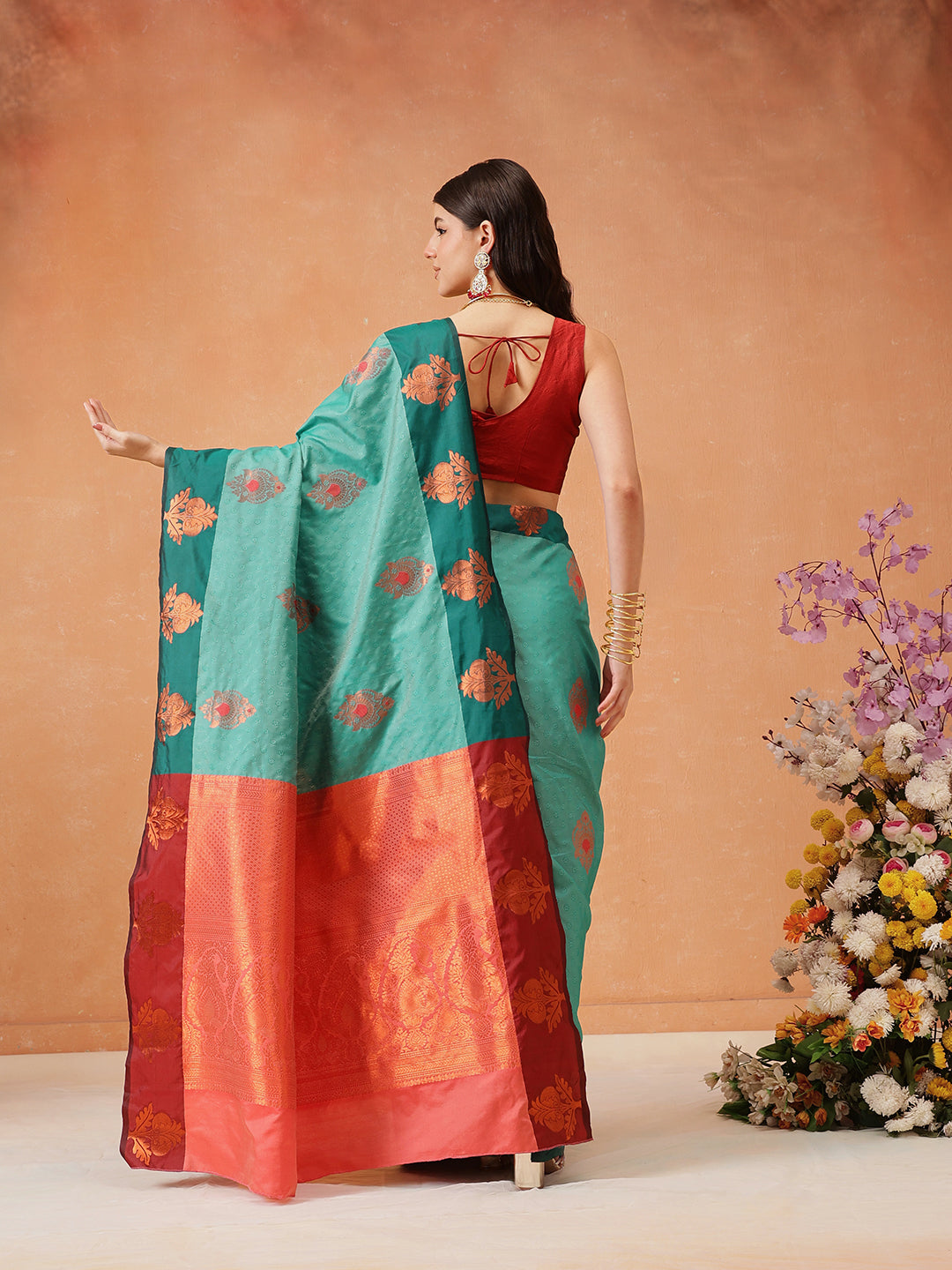 Banarasi Soft Silk Copper Zari Woven Saree