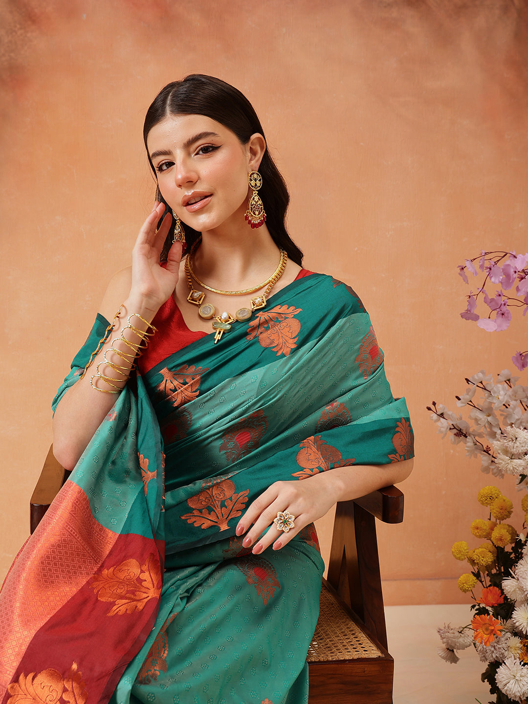 Banarasi Soft Silk Copper Zari Woven Saree