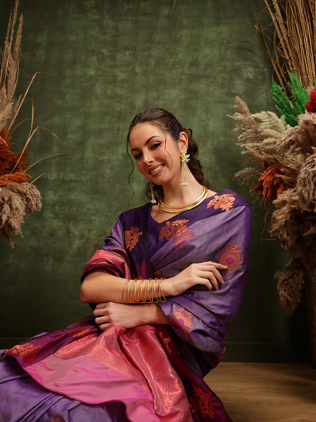 Banarasi Soft Silk Copper Zari Woven Saree