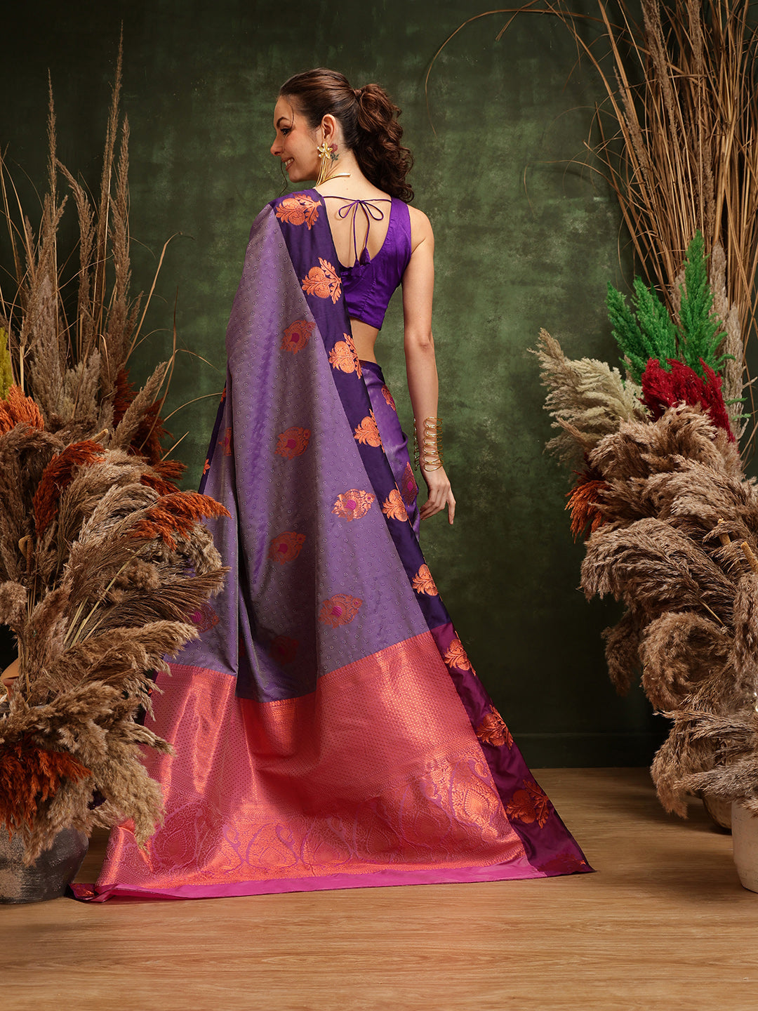 Banarasi Soft Silk Copper Zari Woven Saree