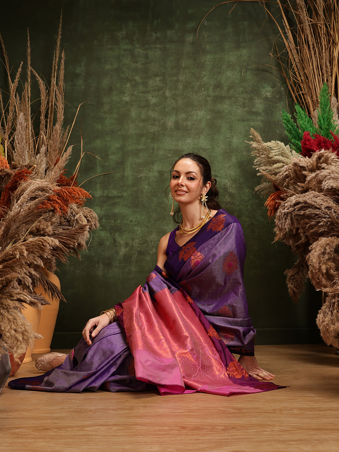 Banarasi Soft Silk Copper Zari Woven Saree
