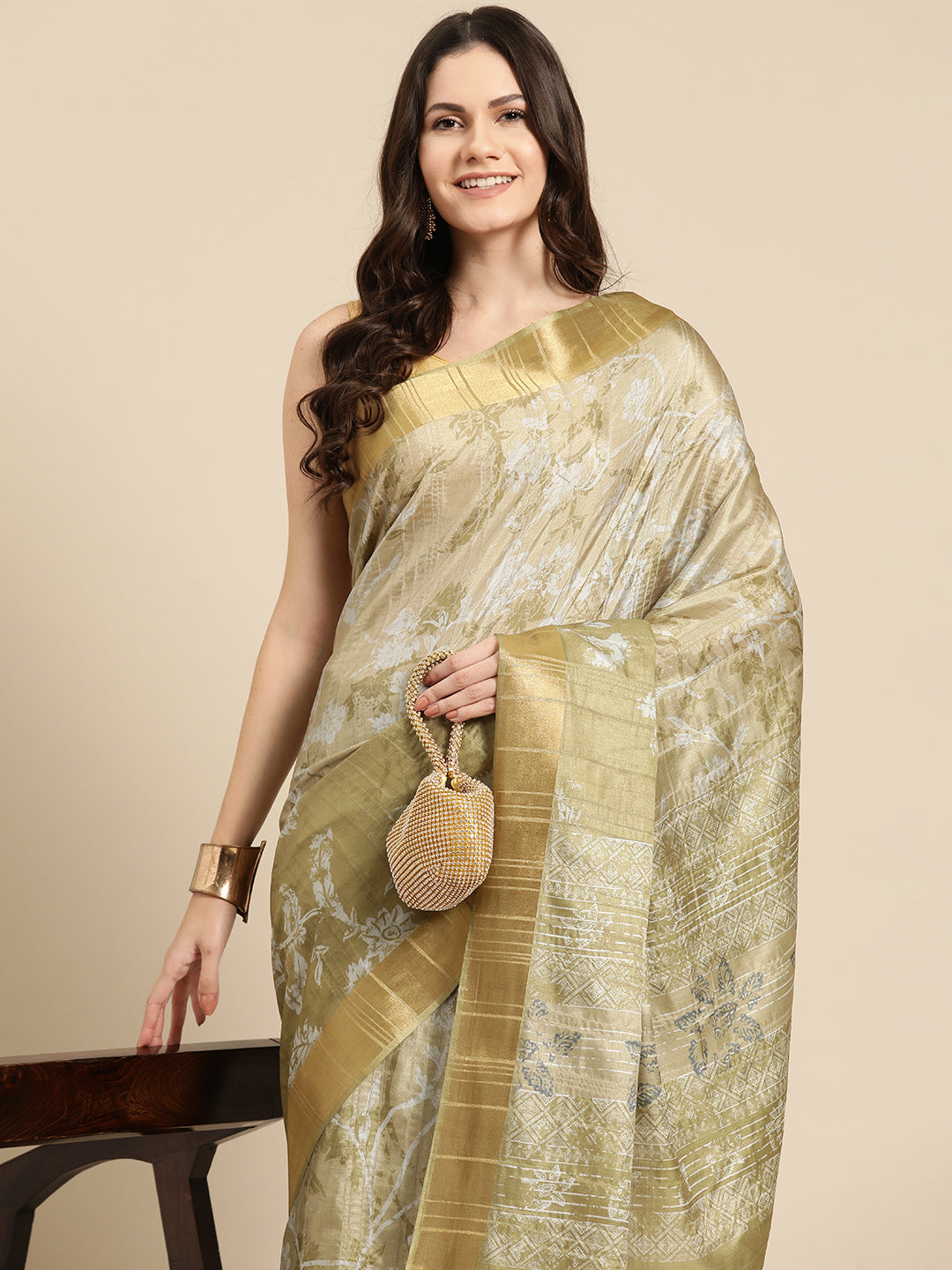Digital Printed Soft Silk Zari Woven Saree