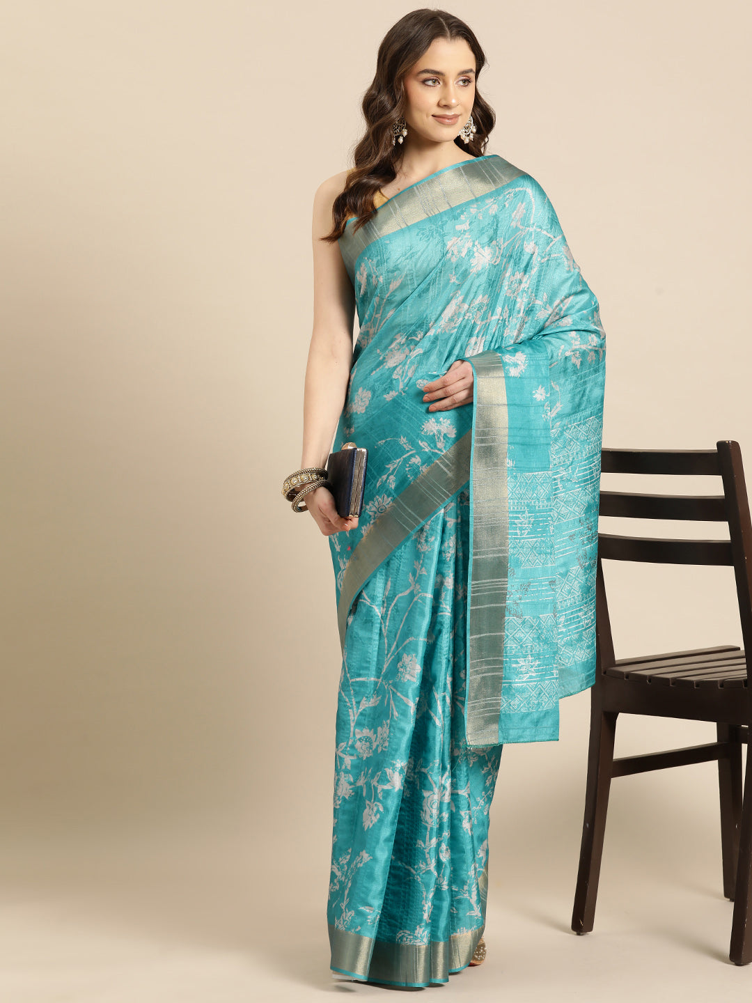 Digital Printed Soft Silk Zari Woven Saree