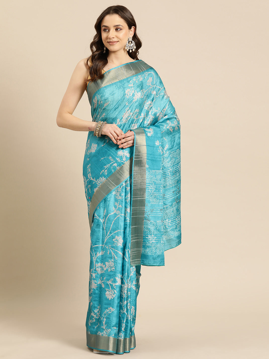 Digital Printed Soft Silk Zari Woven Saree