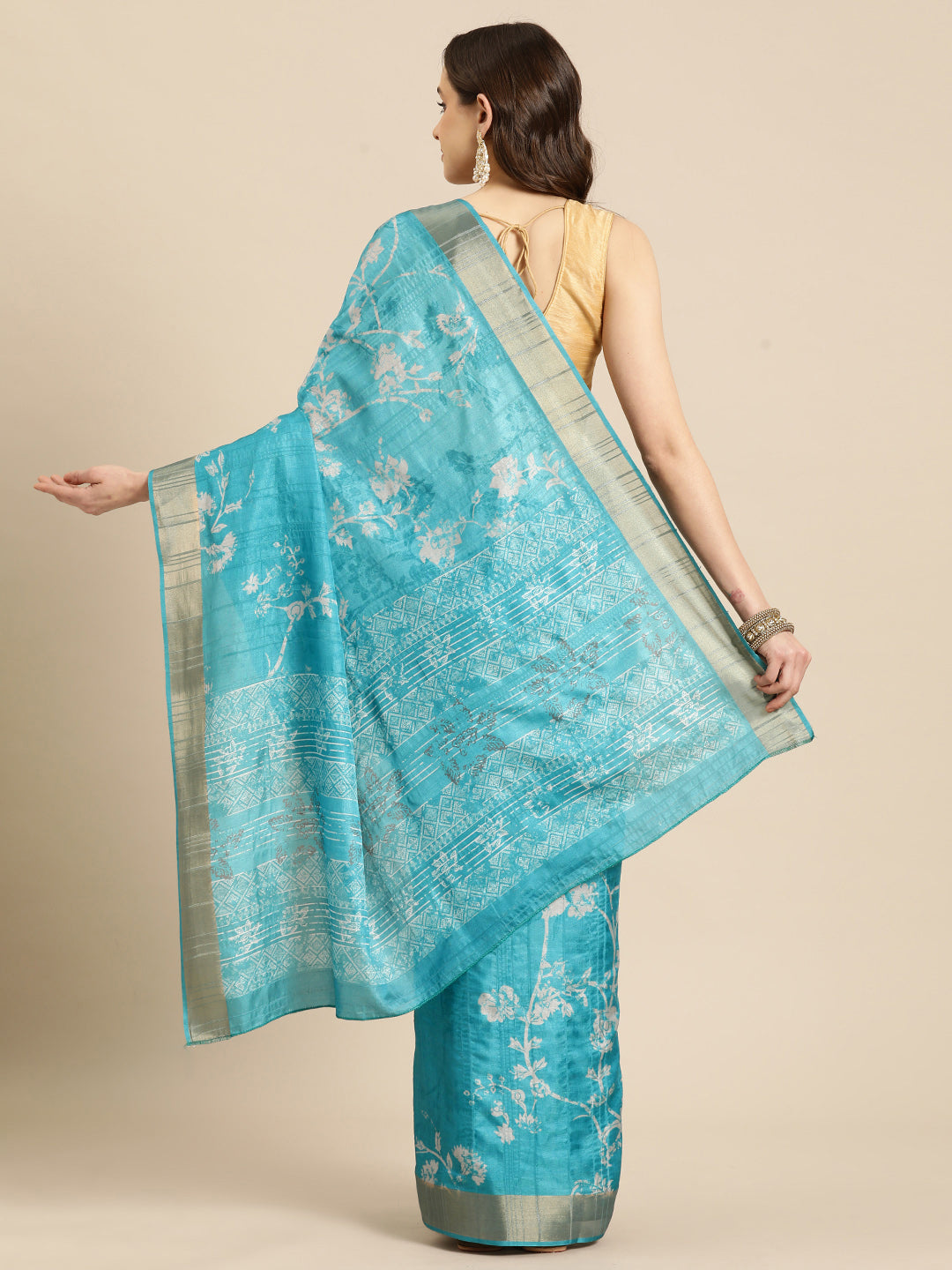 Digital Printed Soft Silk Zari Woven Saree