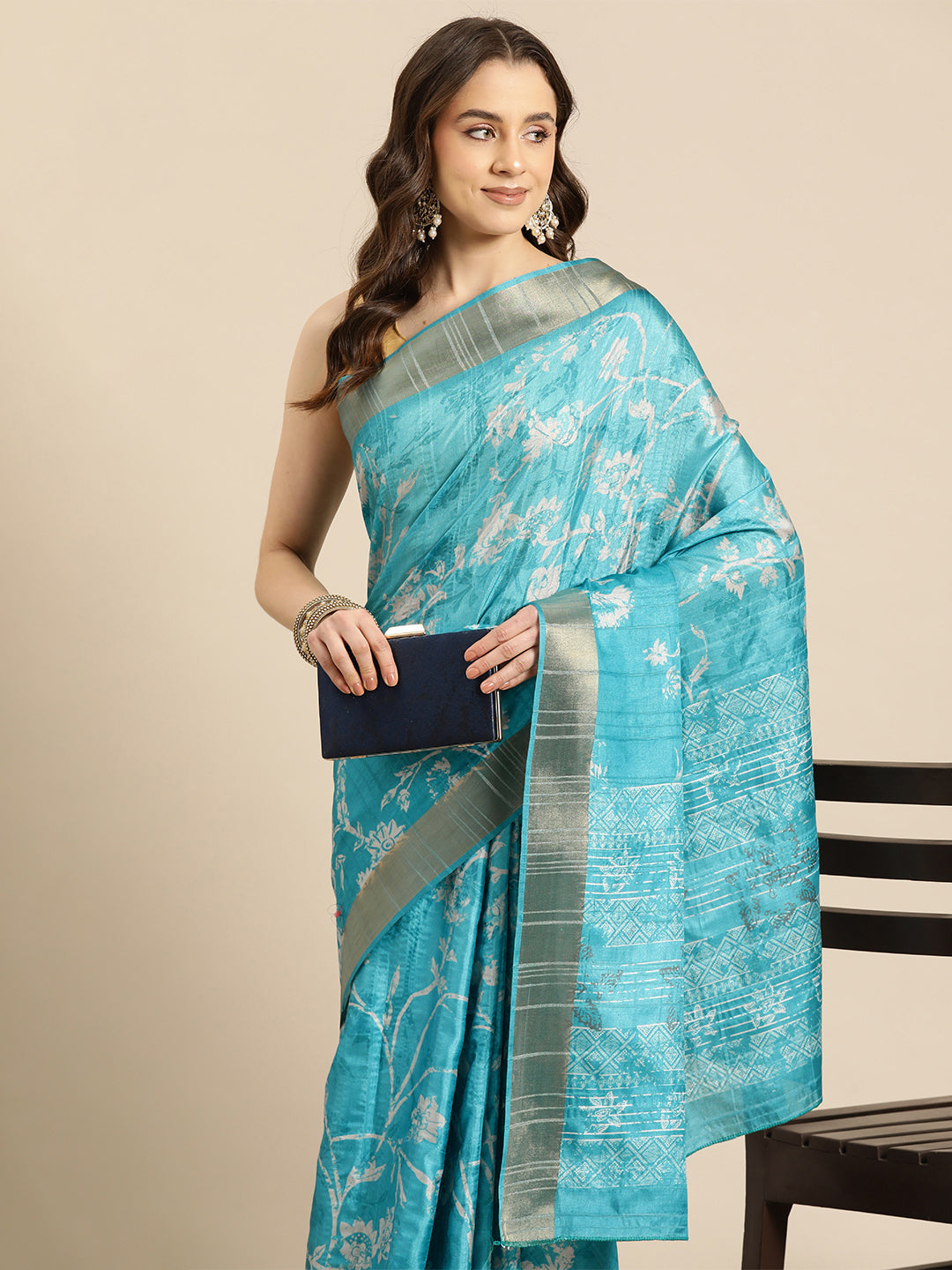 Digital Printed Soft Silk Zari Woven Saree