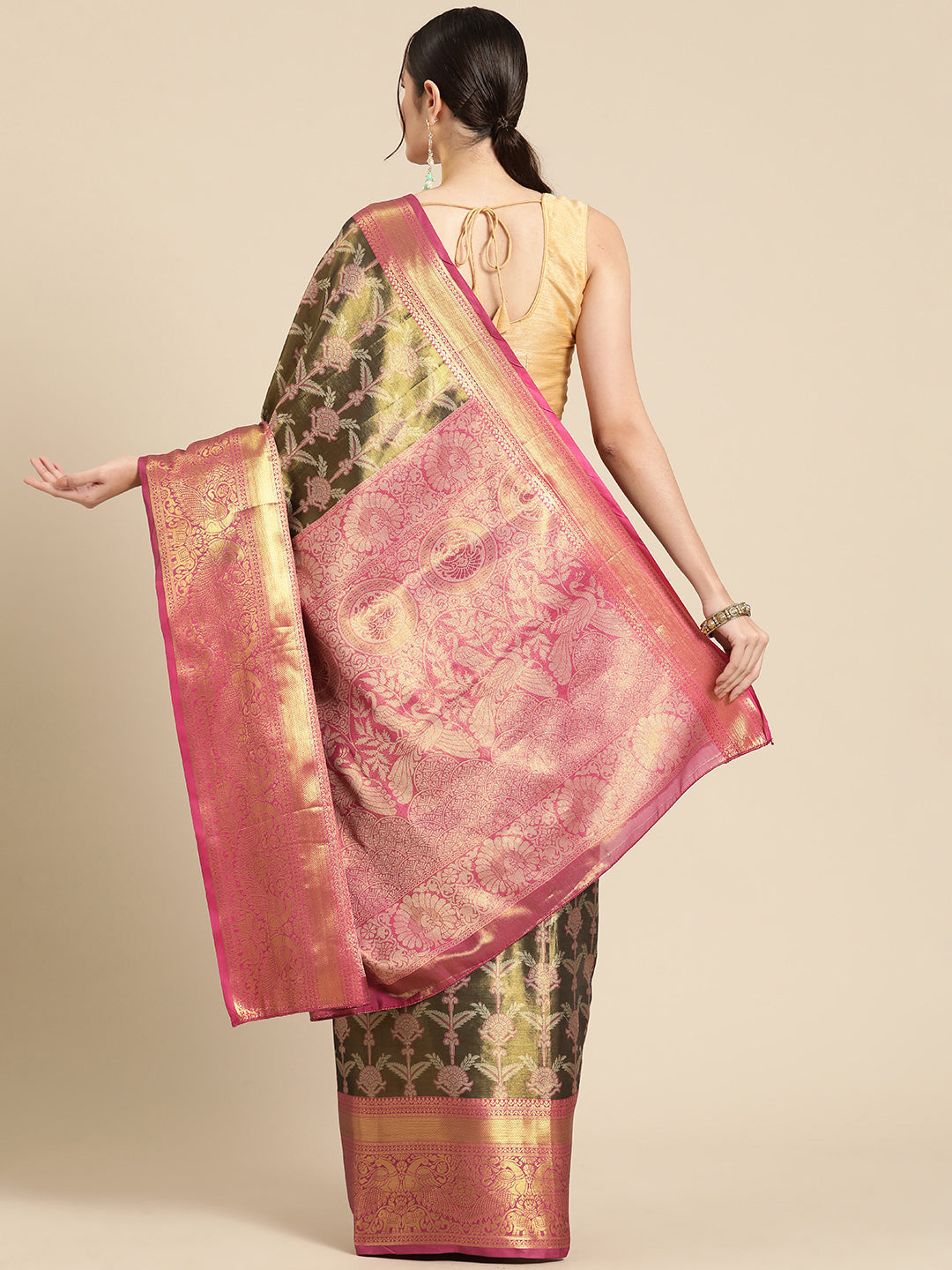 Ethnic Motifs Zari Woven Tissue Silk Saree