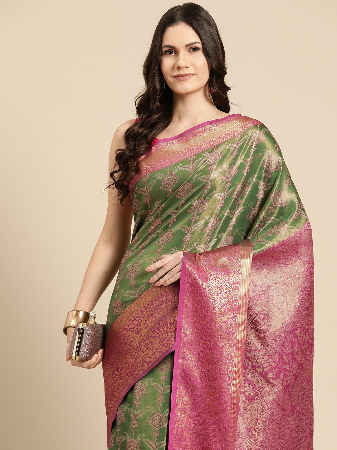Ethnic Motifs Zari Woven Tissue Silk Saree
