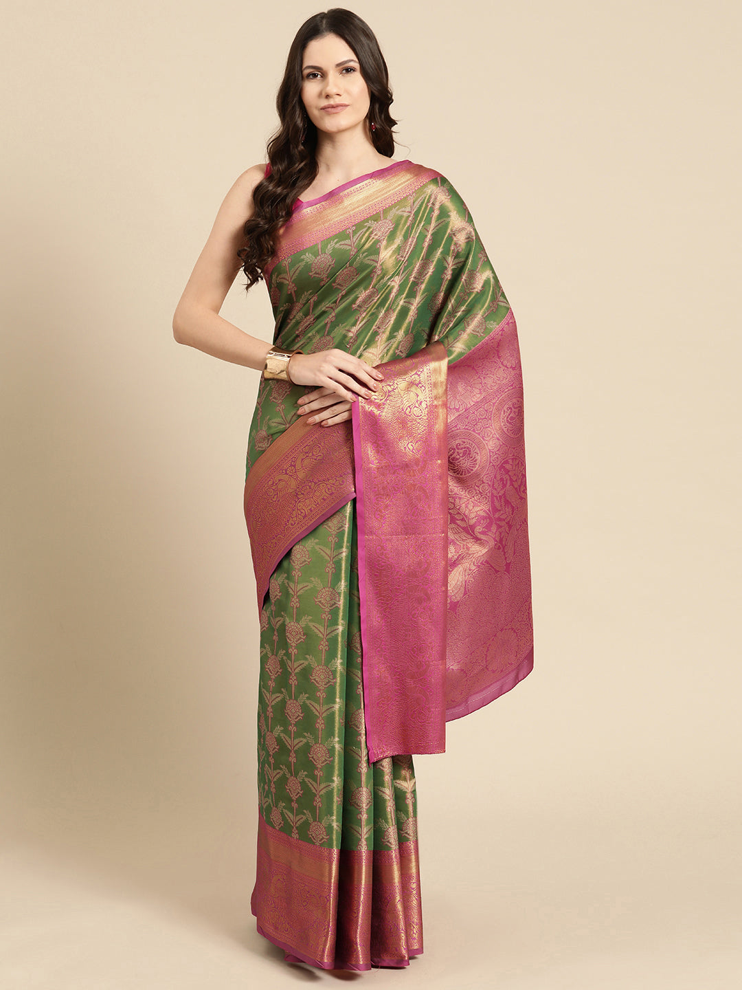 Ethnic Motifs Zari Woven Tissue Silk Saree
