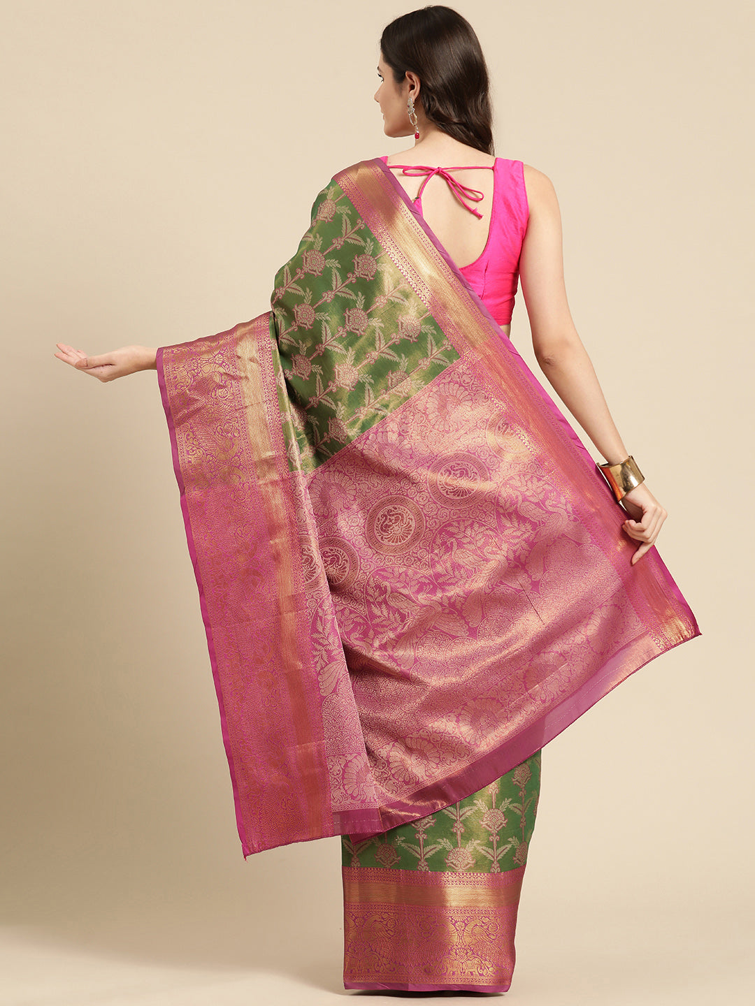 Ethnic Motifs Zari Woven Tissue Silk Saree