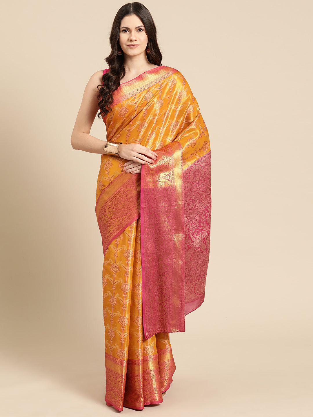 Ethnic Motifs Zari Woven Tissue Silk Saree