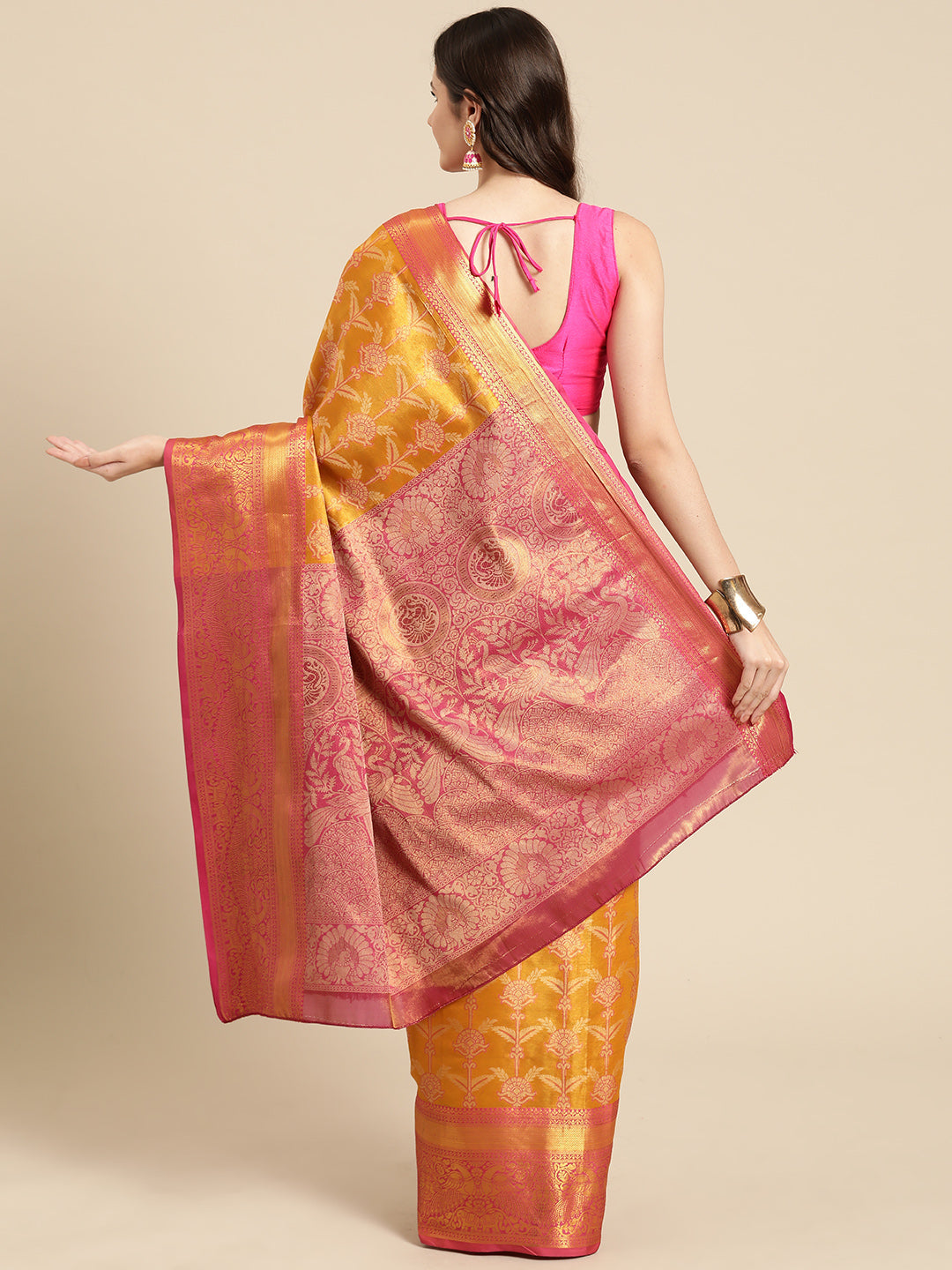 Ethnic Motifs Zari Woven Tissue Silk Saree