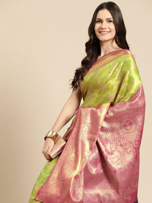 Ethnic Motifs Zari Woven Tissue Silk Saree