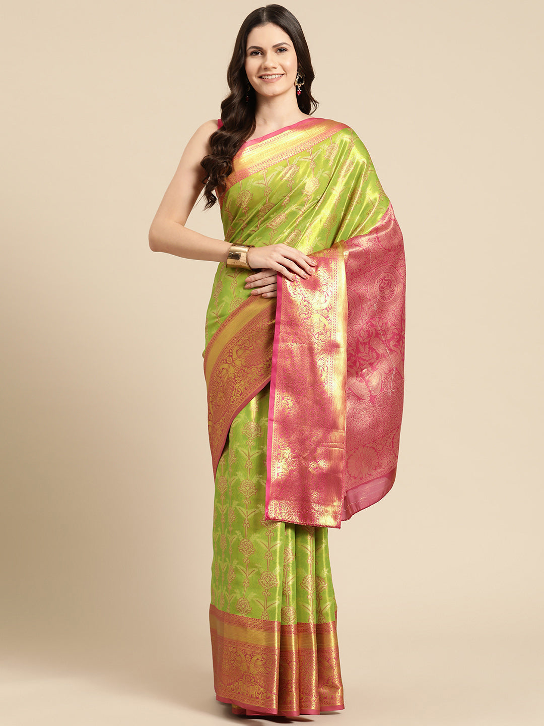 Ethnic Motifs Zari Woven Tissue Silk Saree