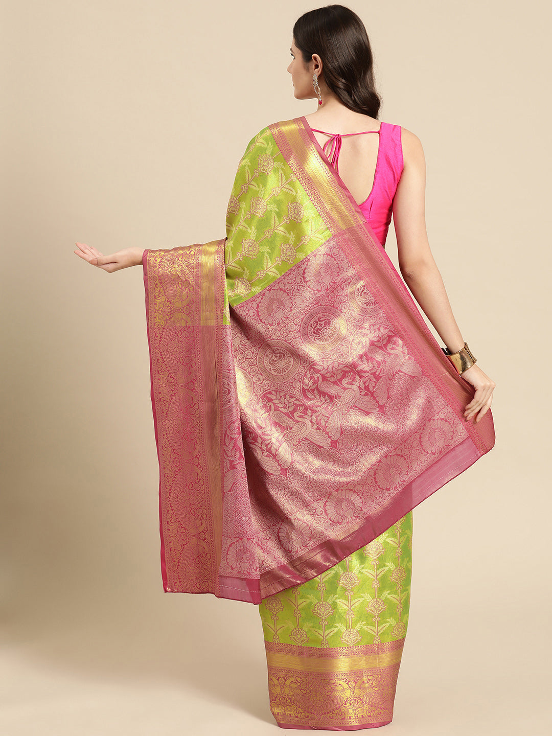 Ethnic Motifs Zari Woven Tissue Silk Saree