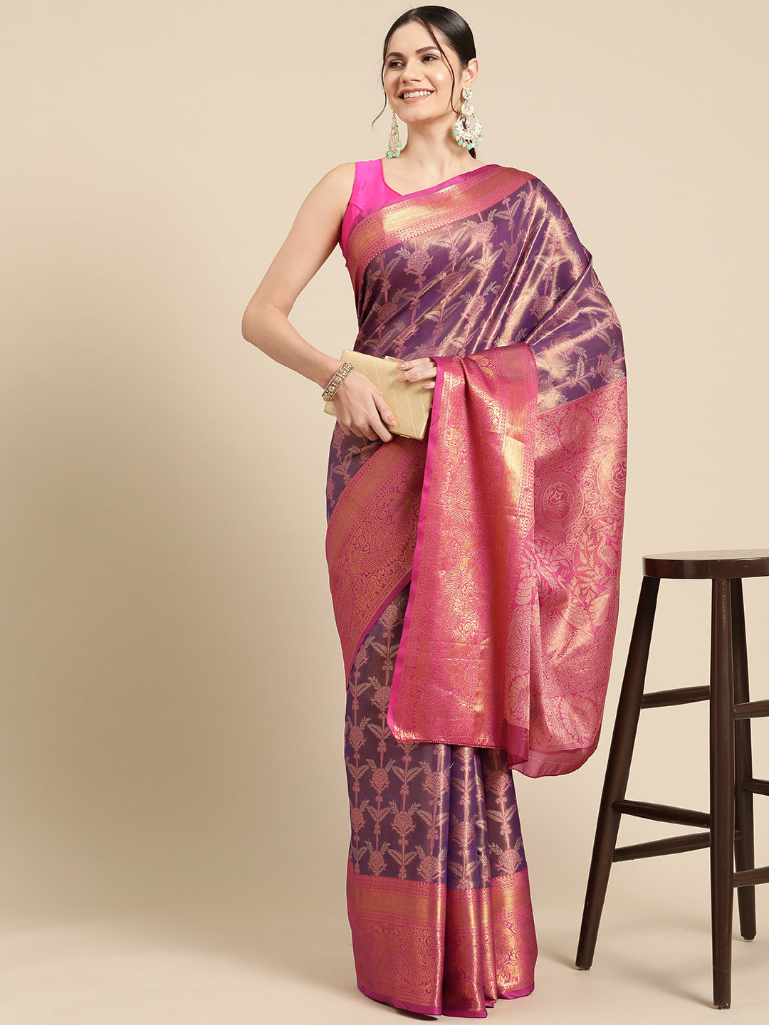 Ethnic Motifs Zari Woven Tissue Silk Saree