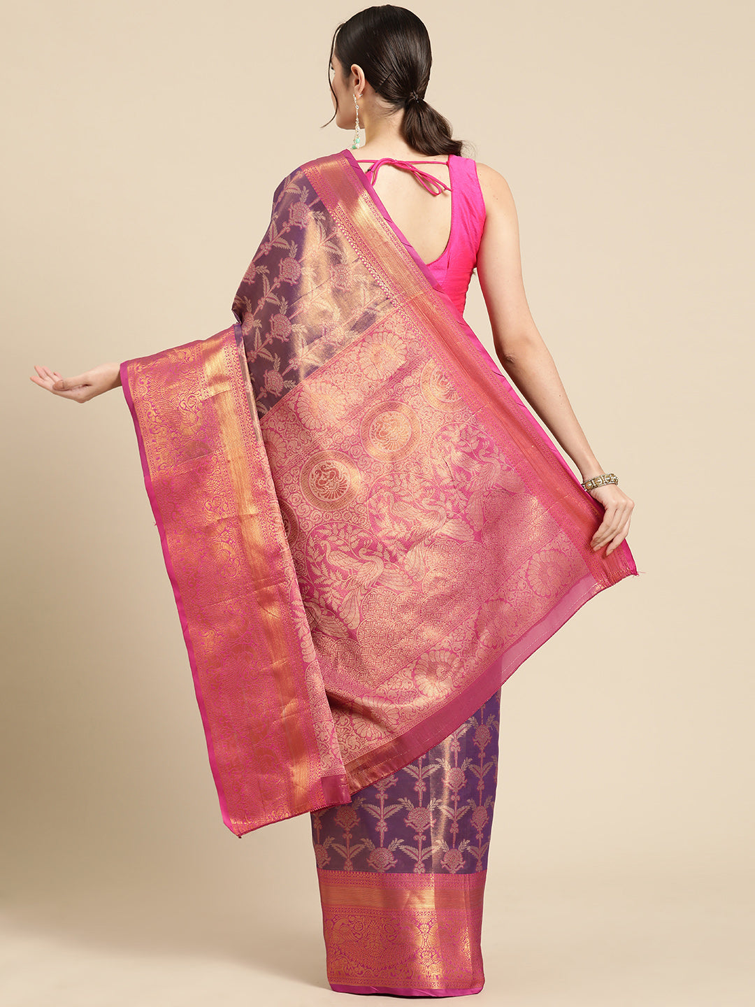 Ethnic Motifs Zari Woven Tissue Silk Saree