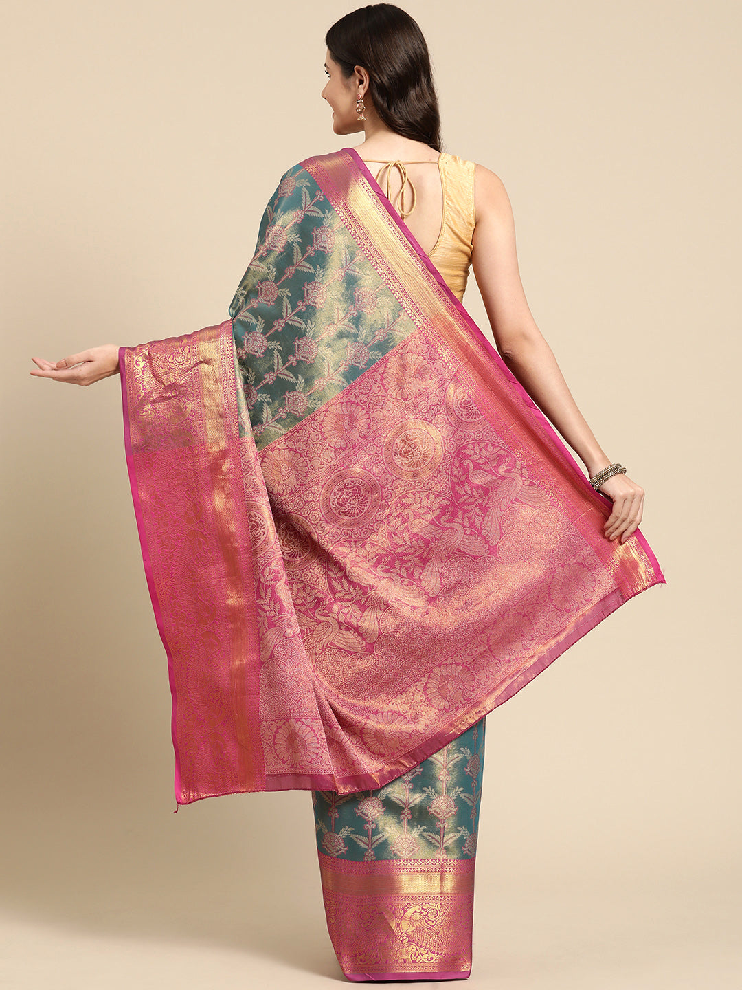 Ethnic Motifs Zari Woven Tissue Silk Saree