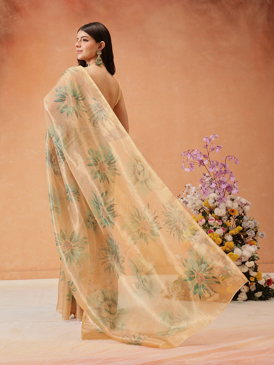 Women's Printed Muga Zari Tissue Silk Saree