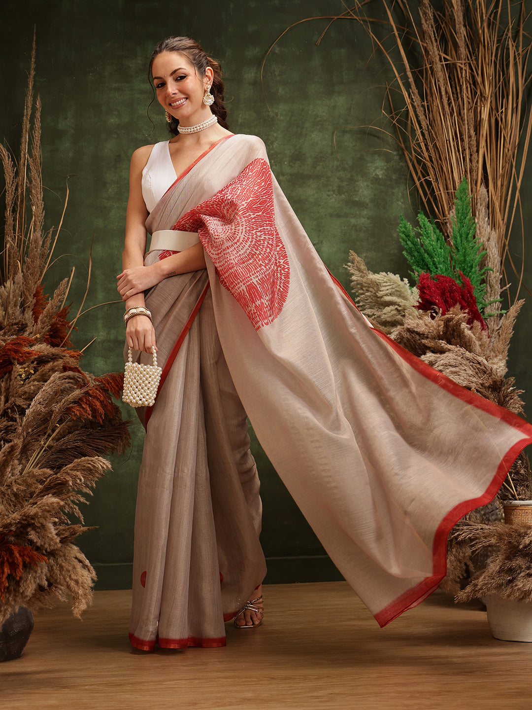 Women's Printed Muga Zari Tissue Silk Saree