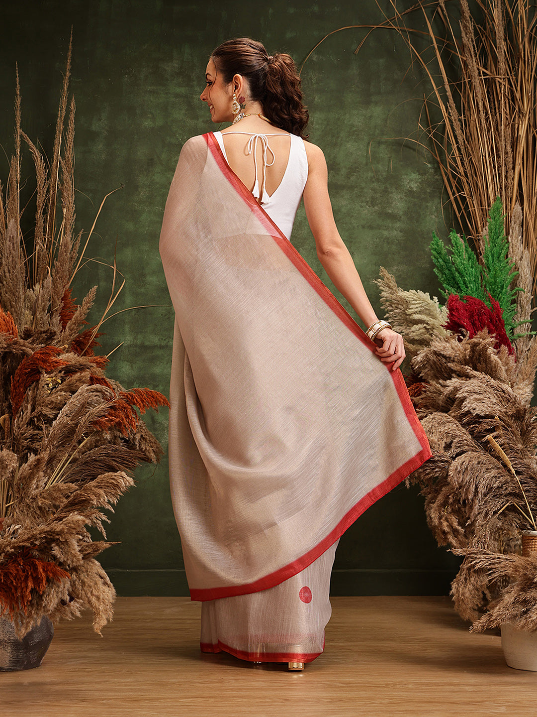 Women's Printed Muga Zari Tissue Silk Saree