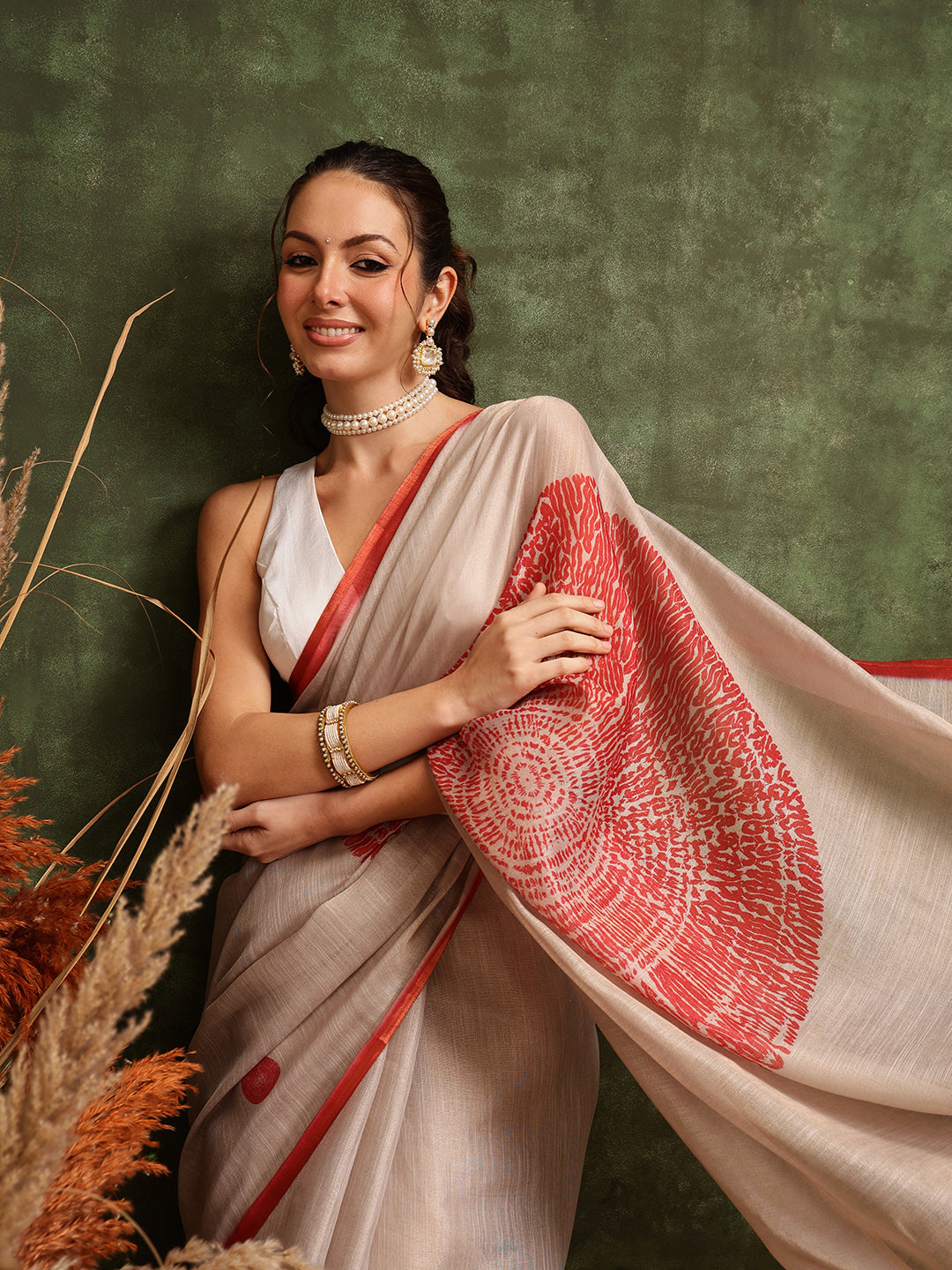 Women's Printed Muga Zari Tissue Silk Saree