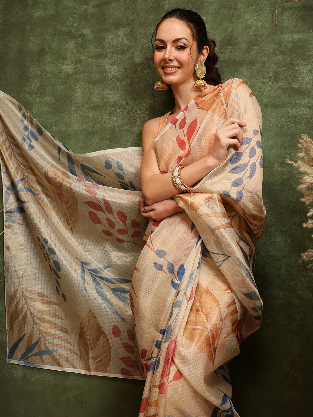 Women's Printed Muga Zari Tissue Silk Saree