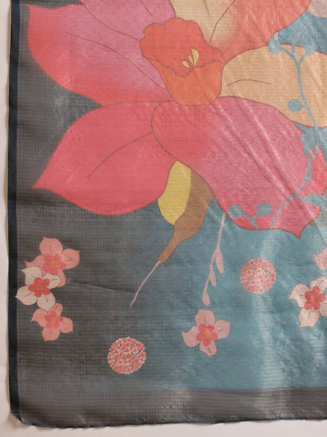 Women's Printed Muga Zari Tissue Silk Saree