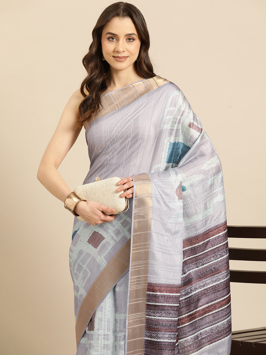 Floral Print Soft Silk Zari Woven Saree