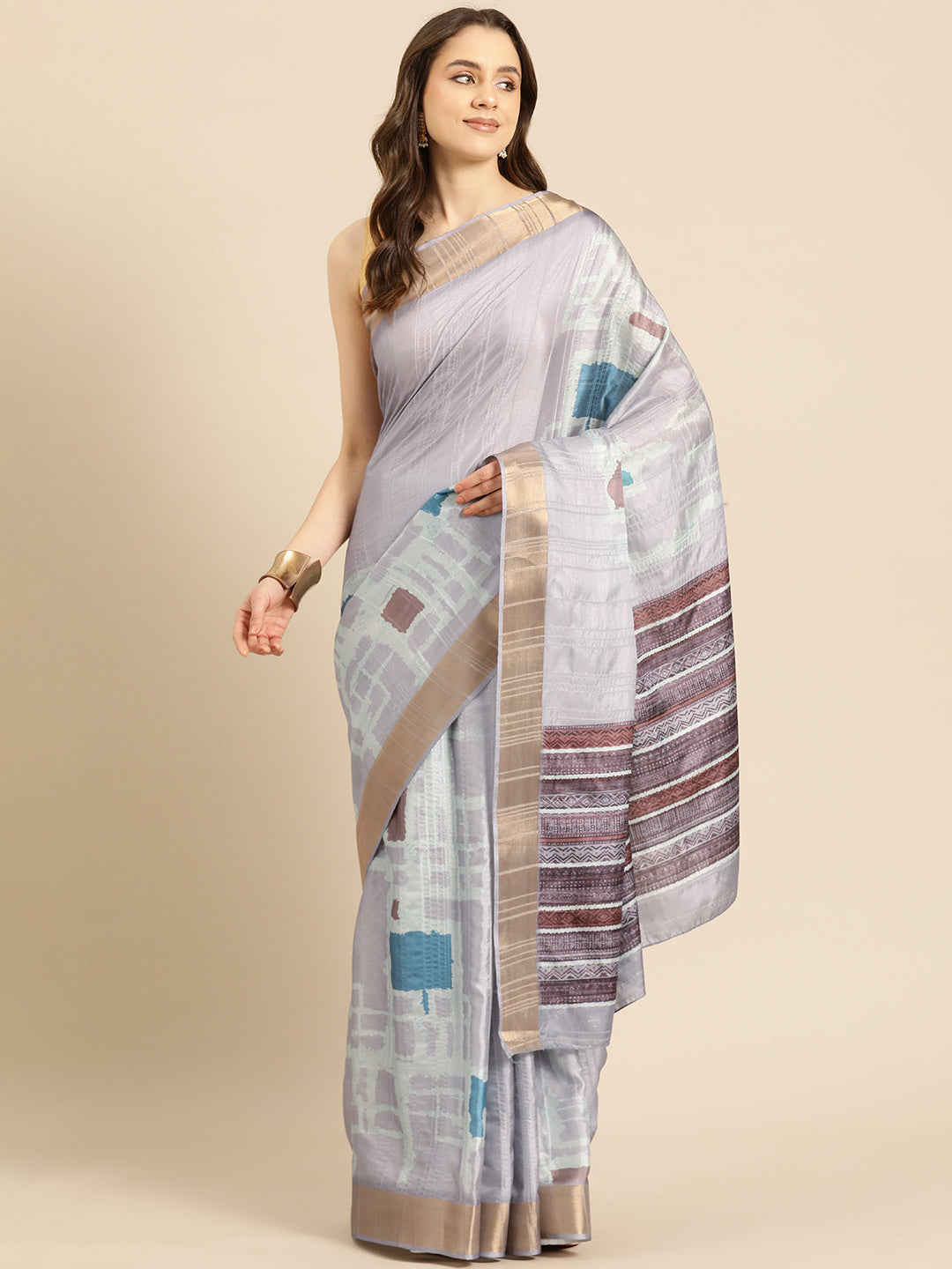 Floral Print Soft Silk Zari Woven Saree