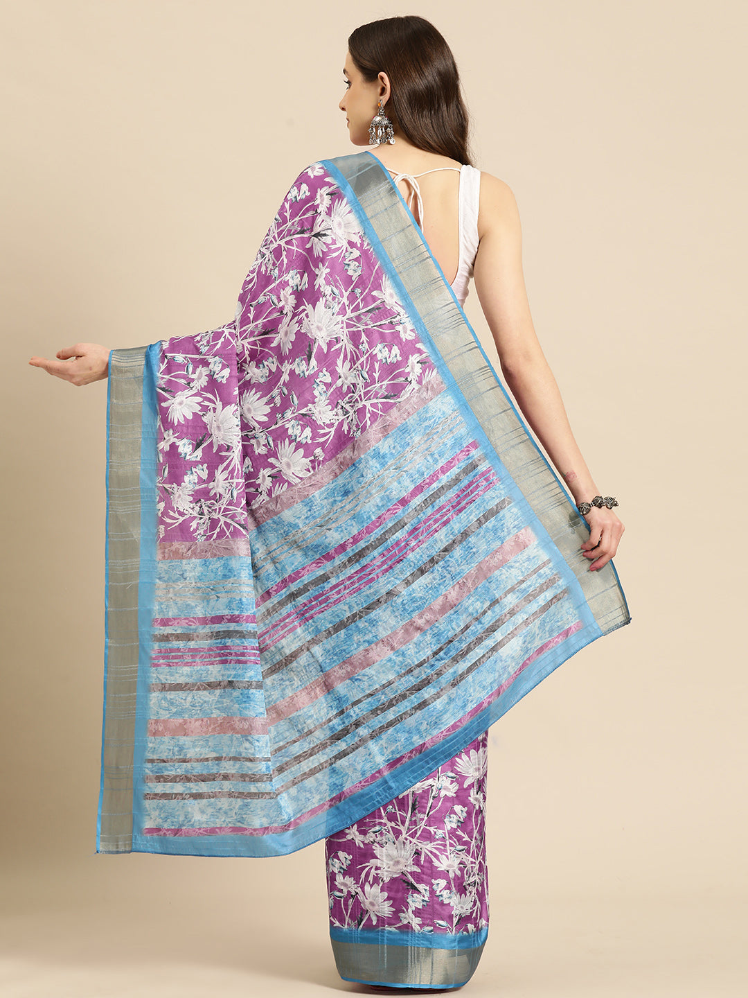 Floral Print Soft Silk Zari Woven Saree