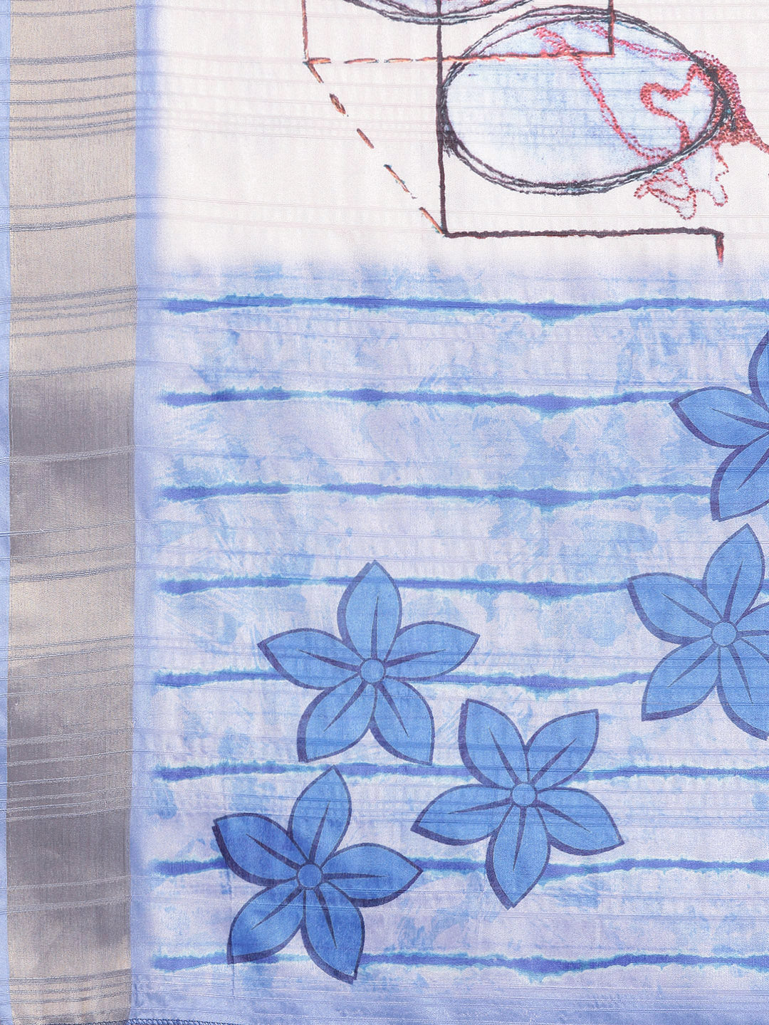 Floral Print Soft Silk Zari Woven Saree