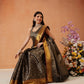 Chevron Classical Weaving Ikkat Zari Woven With Kanjivaram Border Saree