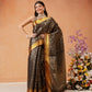 Chevron Classical Weaving Ikkat Zari Woven With Kanjivaram Border Saree