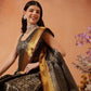 Chevron Classical Weaving Ikkat Zari Woven With Kanjivaram Border Saree