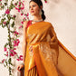 Chevron Classical Weaving Ikkat Zari Woven With Kanjivaram Border Saree
