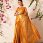 Chevron Classical Weaving Ikkat Zari Woven With Kanjivaram Border Saree