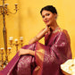 Chevron Classical Weaving Ikkat Zari Woven With Kanjivaram Border Saree