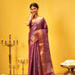 Chevron Classical Weaving Ikkat Zari Woven With Kanjivaram Border Saree