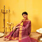 Chevron Classical Weaving Ikkat Zari Woven With Kanjivaram Border Saree