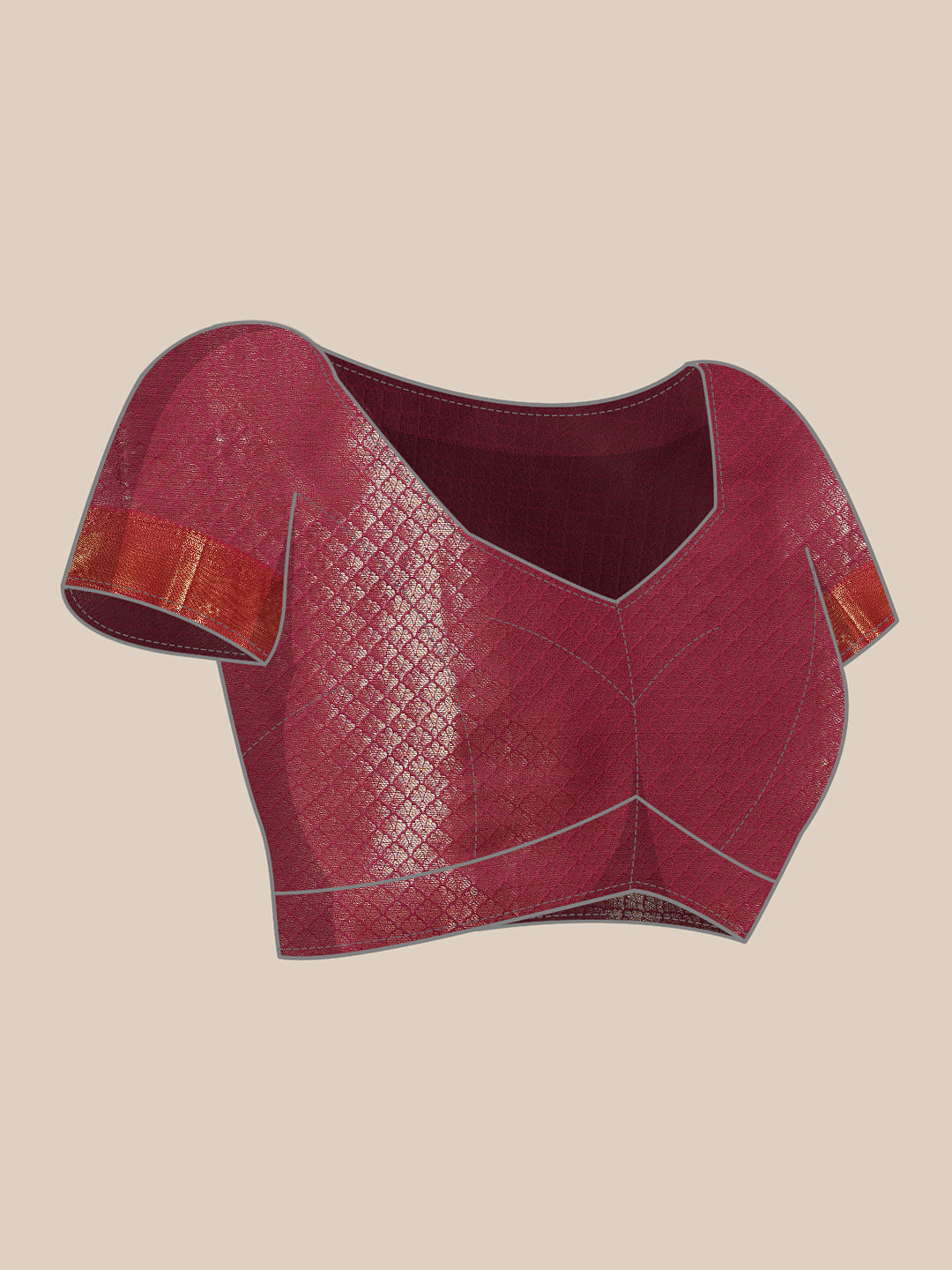 Chevron Classical Weaving Ikkat Zari Woven With Kanjivaram Border Saree