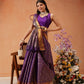 Chevron Classical Weaving Ikkat Zari Woven With Kanjivaram Border Saree