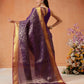 Chevron Classical Weaving Ikkat Zari Woven With Kanjivaram Border Saree