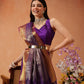 Chevron Classical Weaving Ikkat Zari Woven With Kanjivaram Border Saree