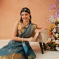 Chevron Classical Weaving Ikkat Zari Woven With Kanjivaram Border Saree
