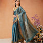 Chevron Classical Weaving Ikkat Zari Woven With Kanjivaram Border Saree