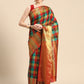 Women's Kanjivaram Color Block Checks Saree