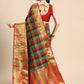 Women's Kanjivaram Color Block Checks Saree
