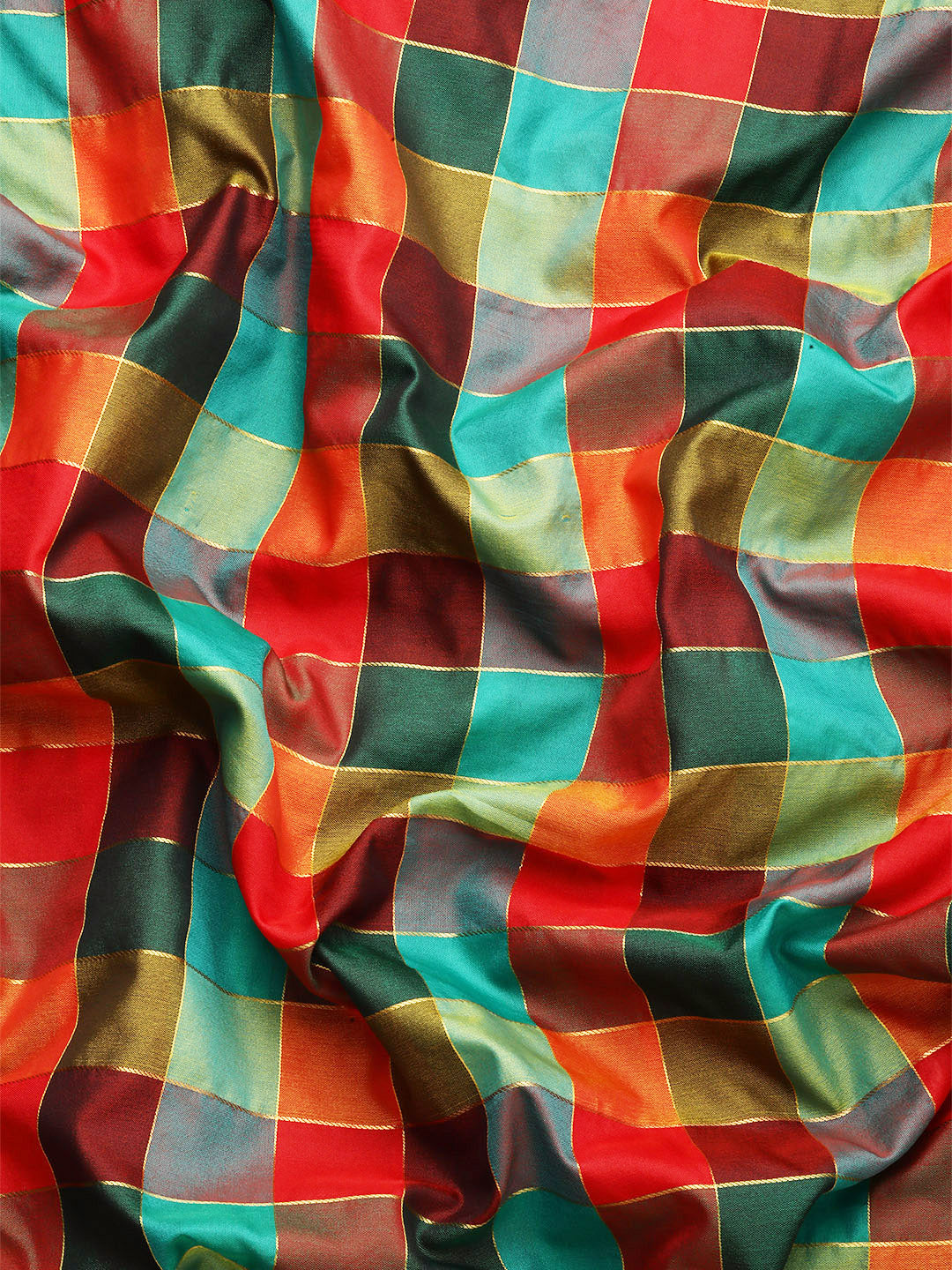 Women's Kanjivaram Color Block Checks Saree